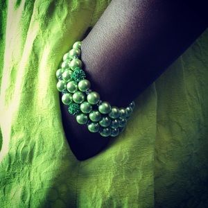 Green Beaded Bracelet - Set of 3